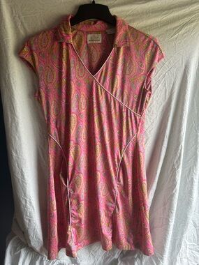 EP Pro Pink Paisley Faux-Wrap Midi Dress